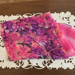 Pink Floral Silk Scarf
